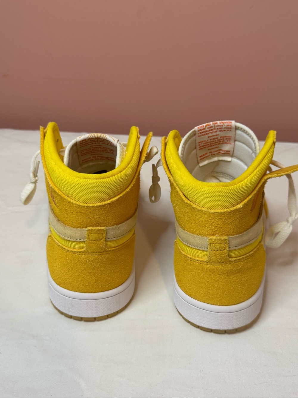Nike Air Jordan 1 ZM Air CMFT 2 high top Yellow and Tan Suede Sneakers - Picture 4 of 12
